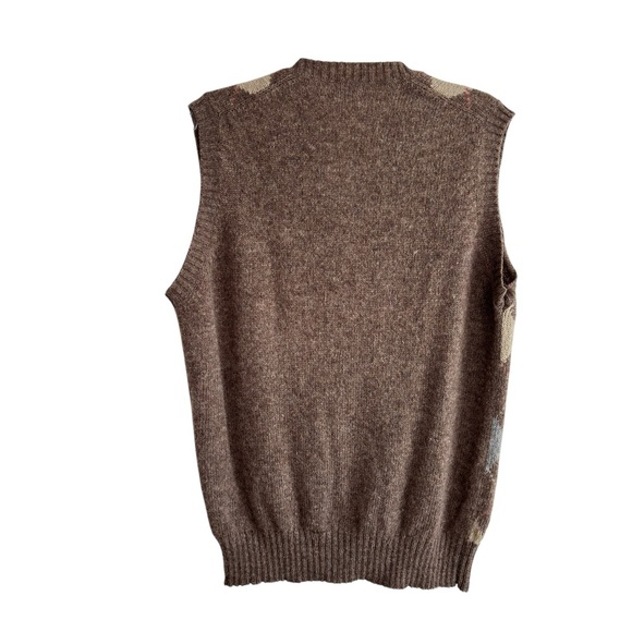 VTG Breamar Mens XL 100% Scottish Wool Sweater Vest Argyle  Made in Hong Kong - Picture 3 of 9